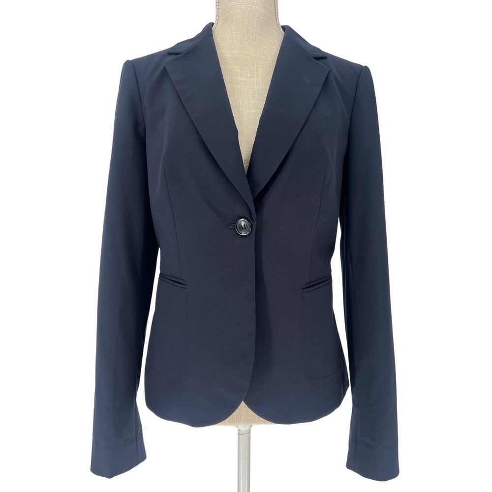The Limited Blazer Jacket Womens 8 Navy Blue One Button Professional Career Work